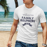 Navy & White Family Reunion Men's T-Shirt<br><div class="desc">Add some style to your family reunion with these custom tees. Design features deep midnight blue text on a white background. Personalise with your family name and reunion year.</div>