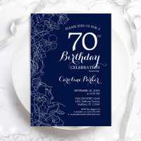 Navy White Floral 70th Birthday Party
