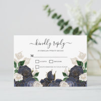 Navy & White Floral Elegant Wedding
