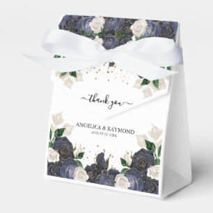 Navy & White Floral Elegant Wedding Thank You Favour Box