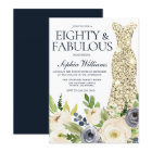 Navy & White Floral Gold Dress 80th Birthday Party
