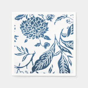 Navy & White Floral Print Napkins