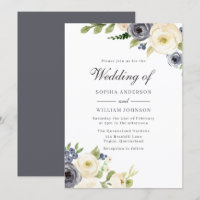 Navy & White Flowers Pure Elegant Wedding