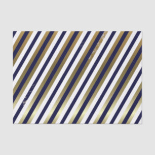 Navy, White, Gold Diagonal Stripe Tissue Paper