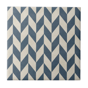 Navy & White Herringbone Classic Chevron Tile
