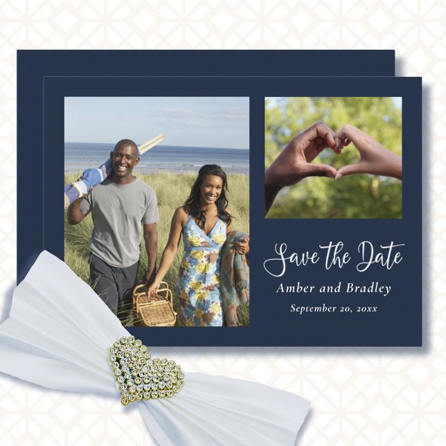 Navy White Minimal Classic QR Code Save the Date  Invitation (Creator Uploaded)