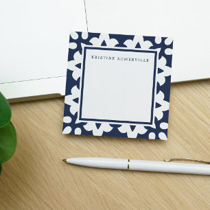 Navy & White Moroccan Border   Personalised Post-it Notes