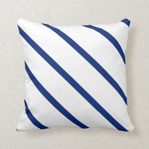 Navy White Nautical Blue Stripes Cushion