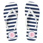 Navy & White Nautical Stripe w/ Pink Monogram
