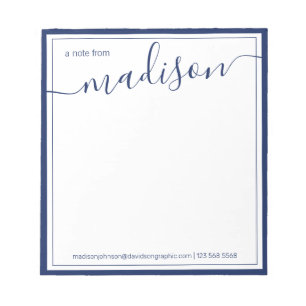  Navy White Personalised Name   From The Desk Of N Notepad