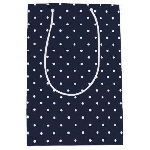 Navy White Polka Dots Medium Gift Bag