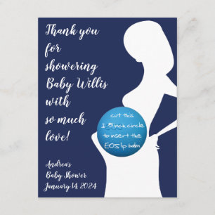 Navy & White Pregnant Woman EOS lip balm favour Enclosure Card