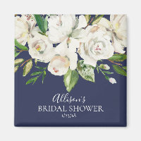 Navy & White Roses Bridal Shower Favour  Magnet