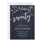 Navy White Rustic Wood 70th Birthday Party