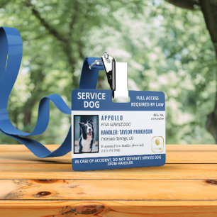 Navy White Service Dog Logo & Photo ID ID Badge