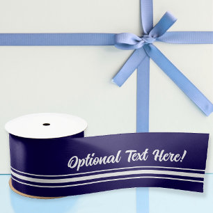 Navy & White smart nautical look with your text Satin Ribbon