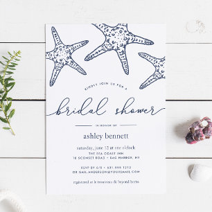 Navy & White Starfish Bridal Shower Invitation