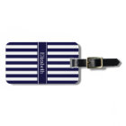 Navy White Stripe Navy Blue Ribbon Name Monogram