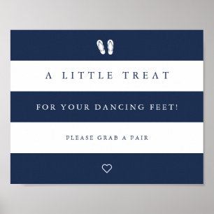 Navy & White Stripe Wedding Flip Flop Sign