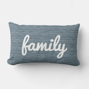 Navy & White Striped – Modern Minimalist Family Lumbar Cushion