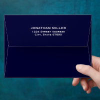 Navy White Typography Back Flap Return Address