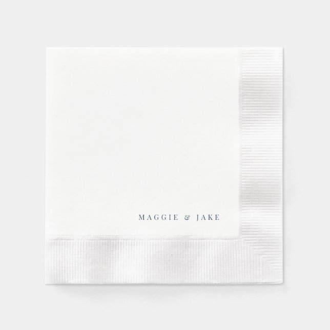 Navy & White Wedding Coined Cocktail Napkin (Front)