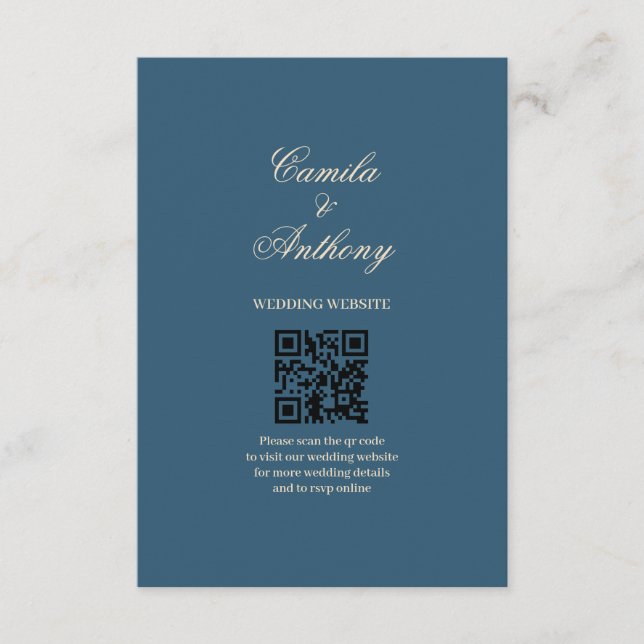 Navy White Wedding Enclosure Card (Front)