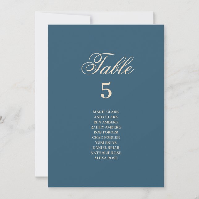 Navy White Wedding Seating Chart Invitation (Front)