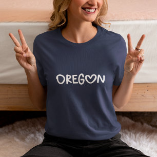 Navy White Whimsical Heart Typography Oregon Tri-Blend Shirt