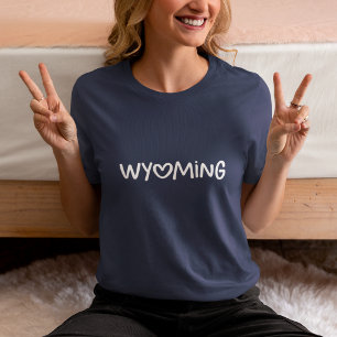 Navy White Whimsical Heart Typography Wyoming Tri-Blend Shirt
