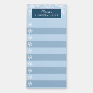 Navy White Winter Snowflake Checklist Magnetic Notepad