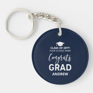 Navy & White Your Name Photo 2023 Graduation Gift Key Ring
