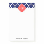 Navy Wht Moroccan #5 Coral Red 3 Initial Monogram