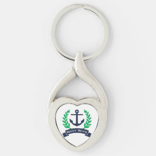 Navy Wife Anchor Key Ring