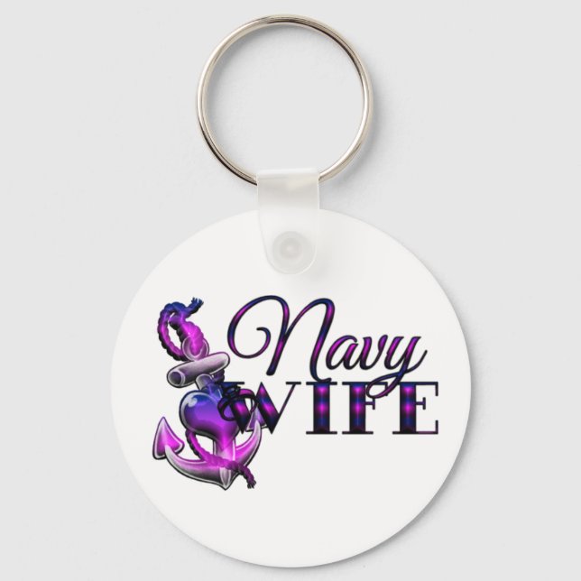 Navy Wife Key Ring (Front)