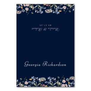 Navy Wildflower Meadow Garden Wedding Place Card