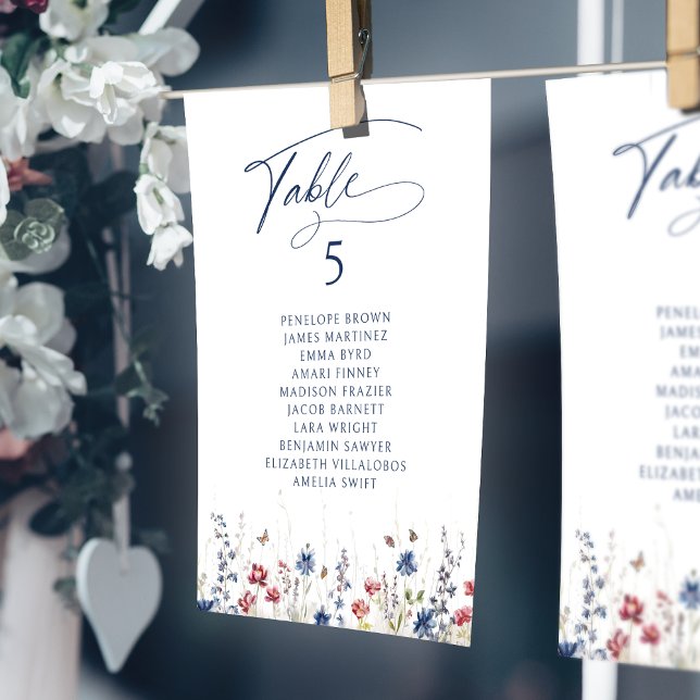 Navy Wildflower Rustic table number seating chart (Navy Wildflower Rustic table number seating chart)