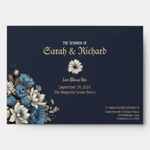 Navy Wildflower Wedding Elegant Floral Wedding Envelope