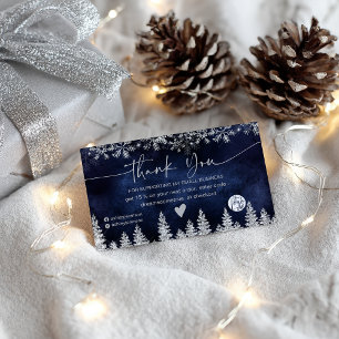 Navy Winter Snowflake Christmas Order Thank You Business Card
