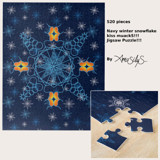 Navy winter snowflake kiss muackS!!! - 520 pcs Jigsaw Puzzle