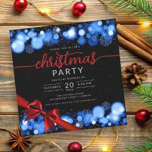 Navy Winter Wonderland Company Xmas Red Ribbon Invitation