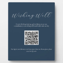 Navy Wishing Well Sign with QR Code Plaque