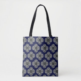 Navy with black and white designed  tote back bag
