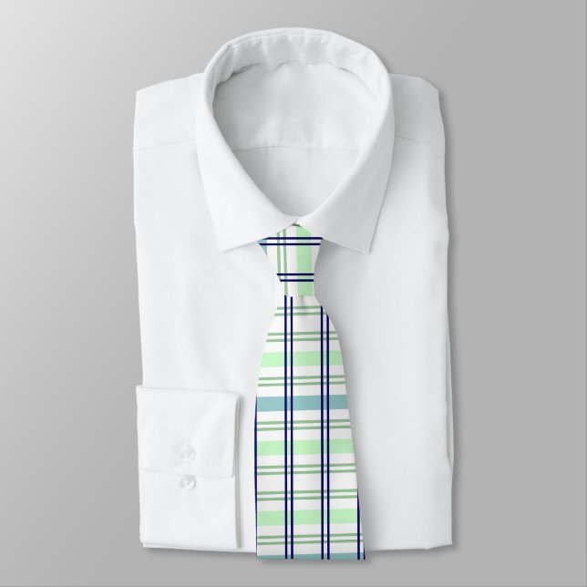 Navy With Light Blue & Green Plaid Tie (Tied)