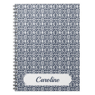 Navy With White Crochet Lace Pattern Notebook