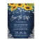 Navy Wood Sunflowers String Lights Save the Date