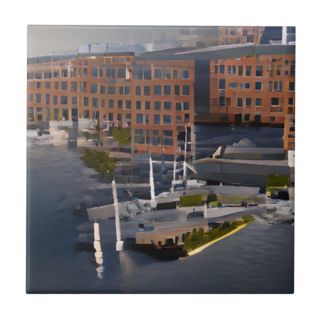 Navy Yard HD graphic abstract art Ceramic Tile (Front)