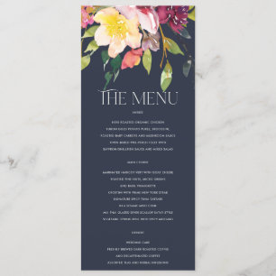 NAVY YELLOW BLUSH BURGUNDY FLORAL BUNCH WEDDING MENU