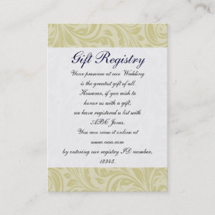 Navy Yellow  FAUX ribbon diamante buckle Wedding Business Card