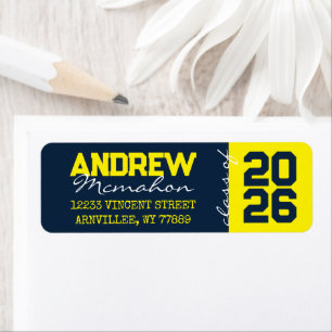 Navy & Yellow Graduation Return Address Labels